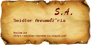 Seidler Annamária névjegykártya